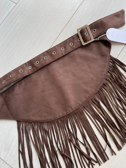DAKOTA Fringe suede belt