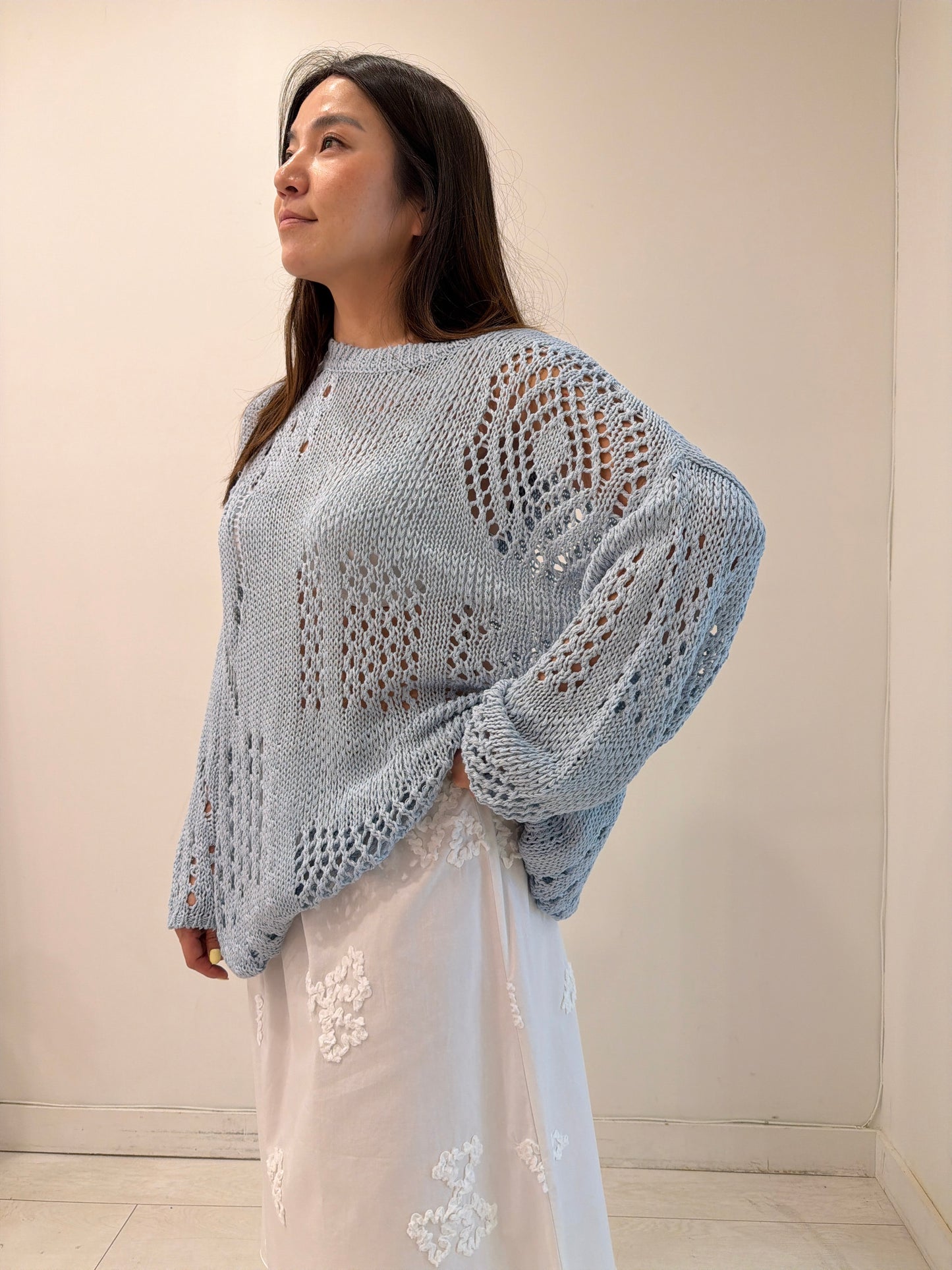 KIT Distressed open-knit pullover