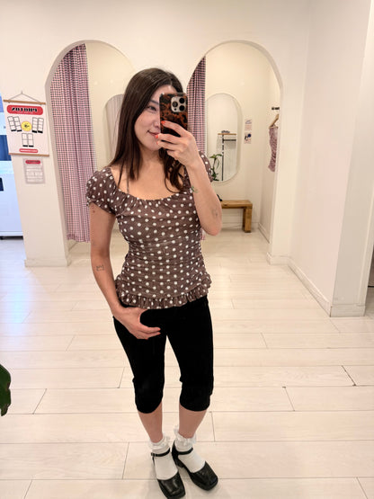 PIPER Polkadot square-neck top