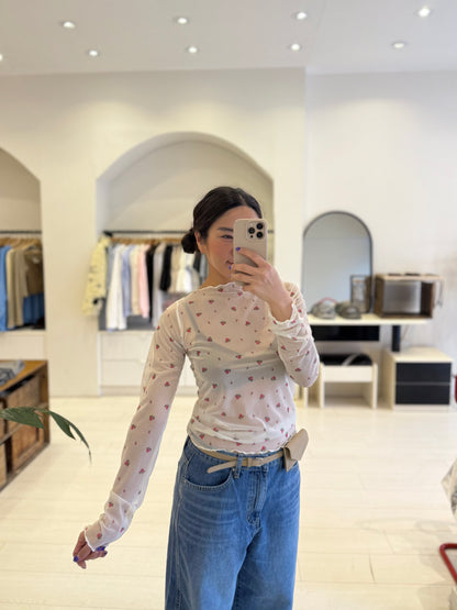 LIREN Floral mesh top