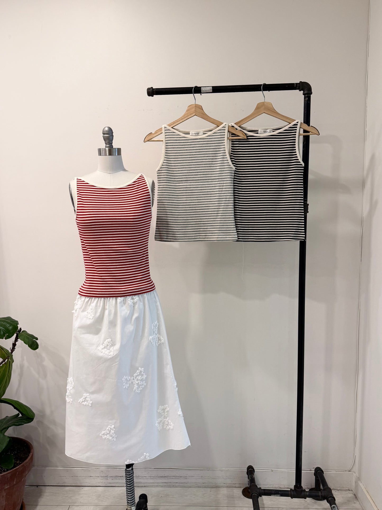 ODETTE Striped boat-neck tank