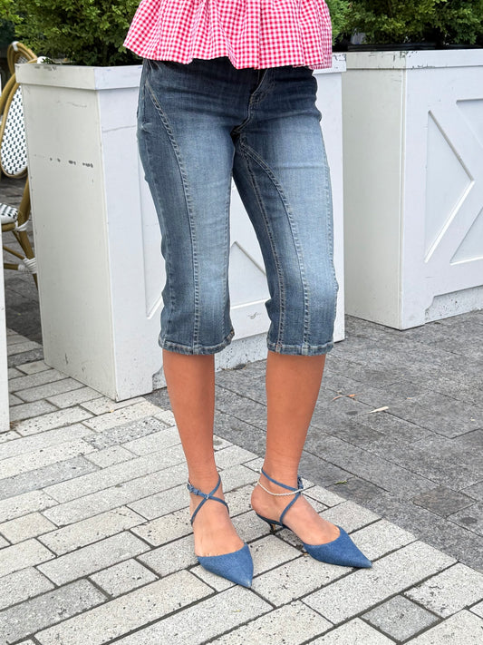 SHARP Acid washed capri jeans