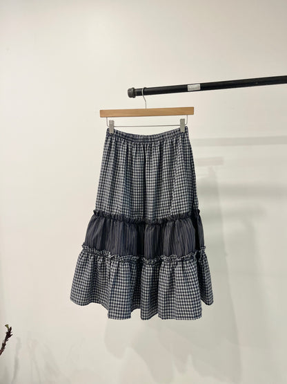WINNIE Gingham tiered maxi skirt