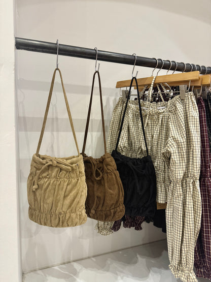 RUNE Ruched vegan suede bag