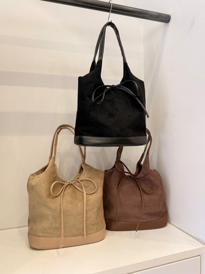 MILE Faux suede bow bag