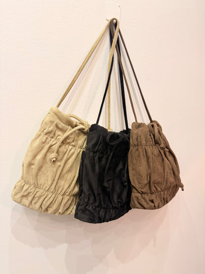 RUNE Ruched vegan suede bag