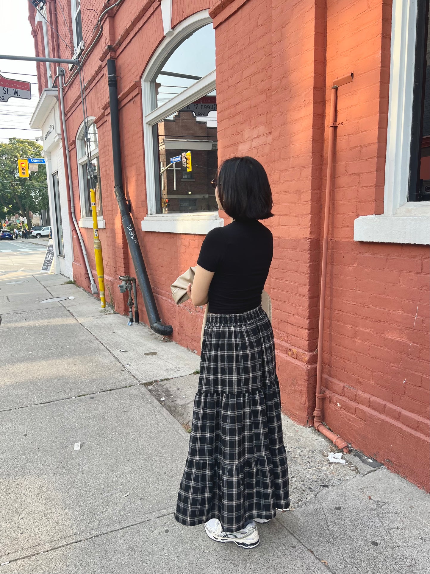 PASHA Plaid maxi skirt