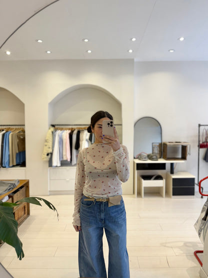 LIREN Floral mesh top