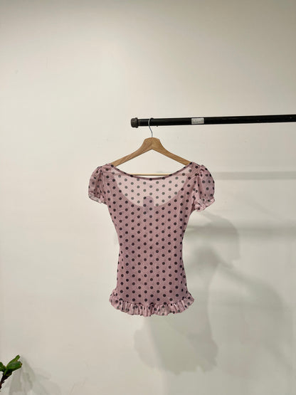 PIPER Polkadot square-neck top