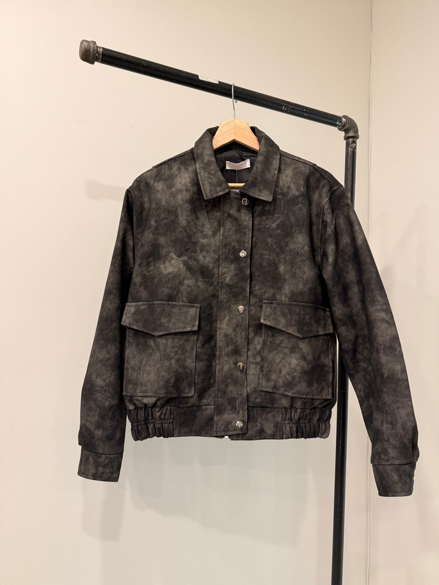 SHOW Washed faux leather bomber