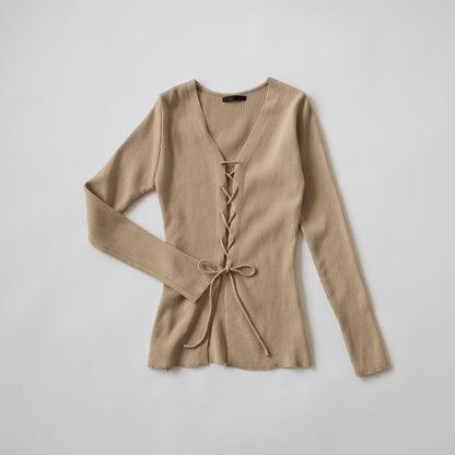RACK Lace-up knit top