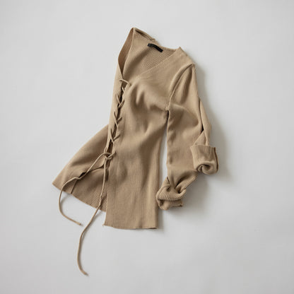 RACK Lace-up knit top