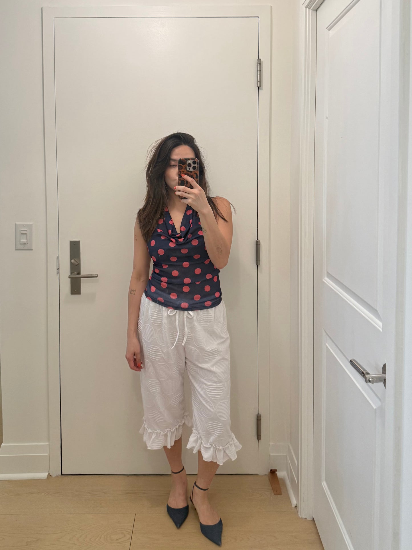 HOLLY Polkadot cowl halter top