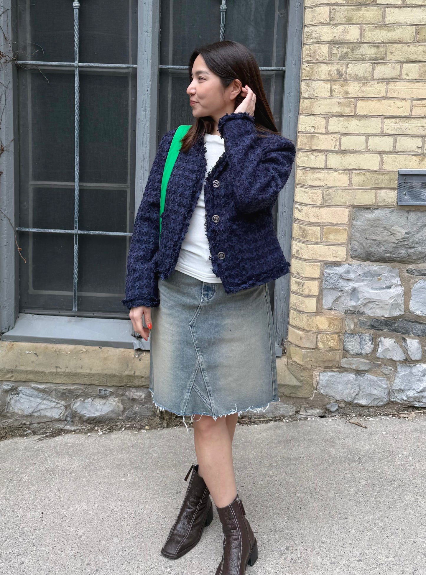 MANE Denim midi skirt