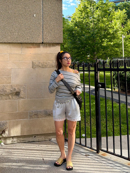 SOLENE Lace satin shorts