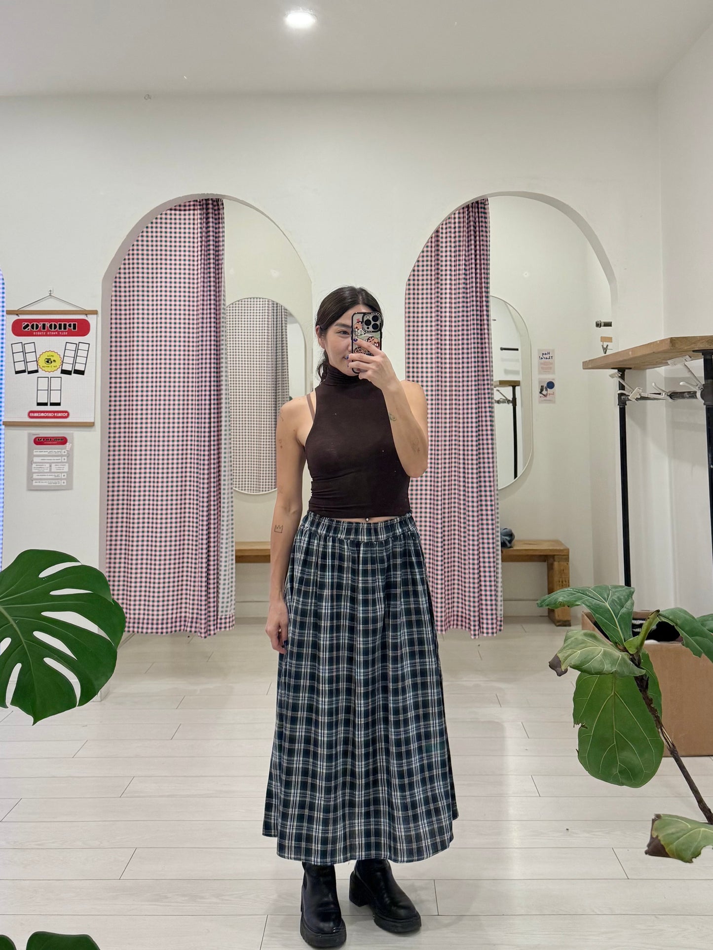 LIRA Plaid maxi skirt