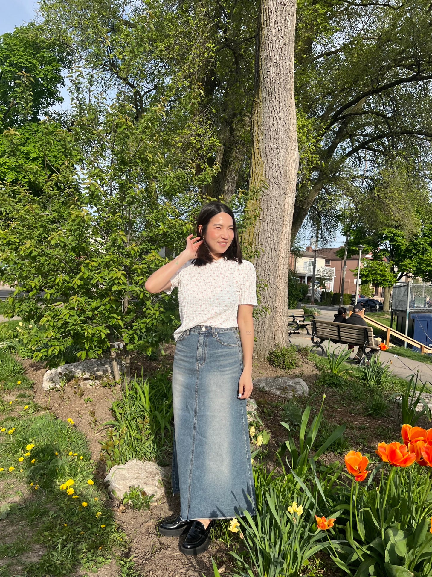 HOOP Denim maxi skirt