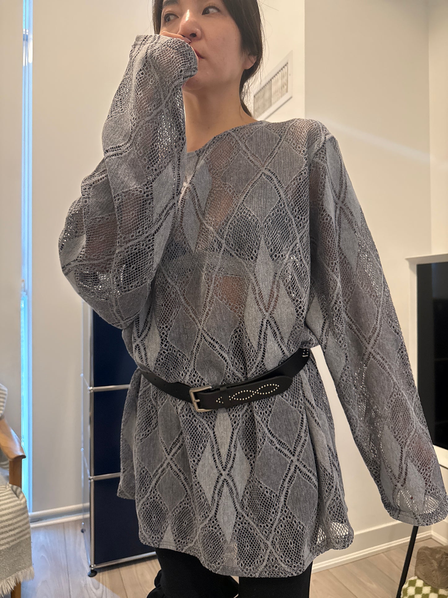 PHONY Oversized mesh top