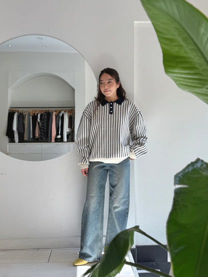 TIA Horizontal stripe rugby shirt