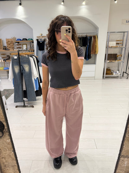 BARRE Wide-Legged Diagonal Seam Trackpants