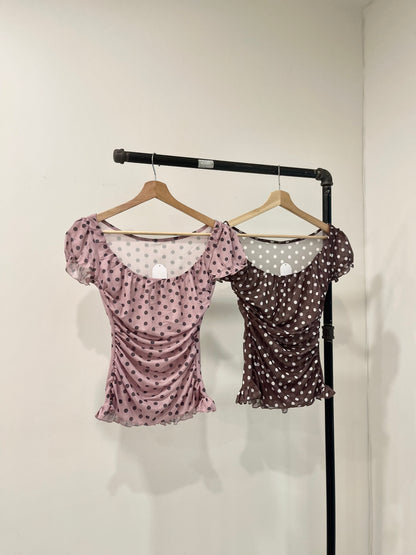 PIPER Polkadot square-neck top