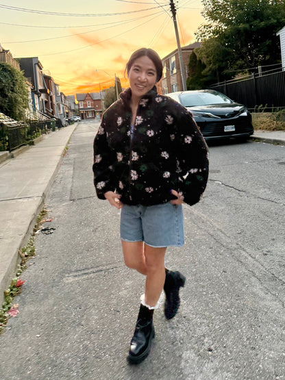 TUBE Flower print fleece jacket