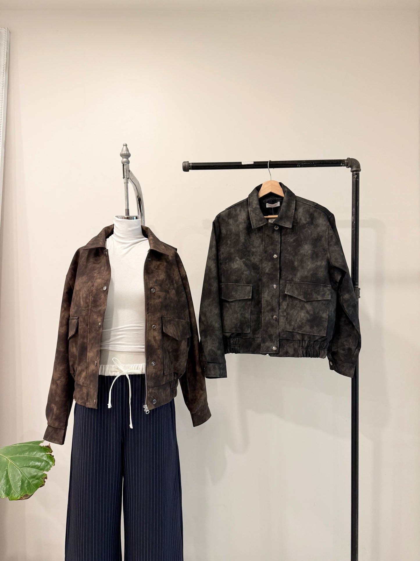 SHOW Washed faux leather bomber