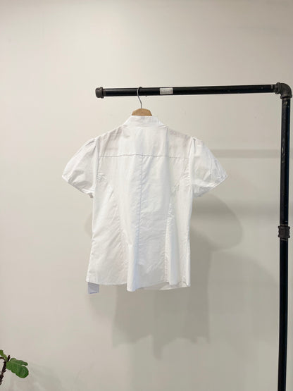 NOELLE Puff-sleeve tie-neck blouse