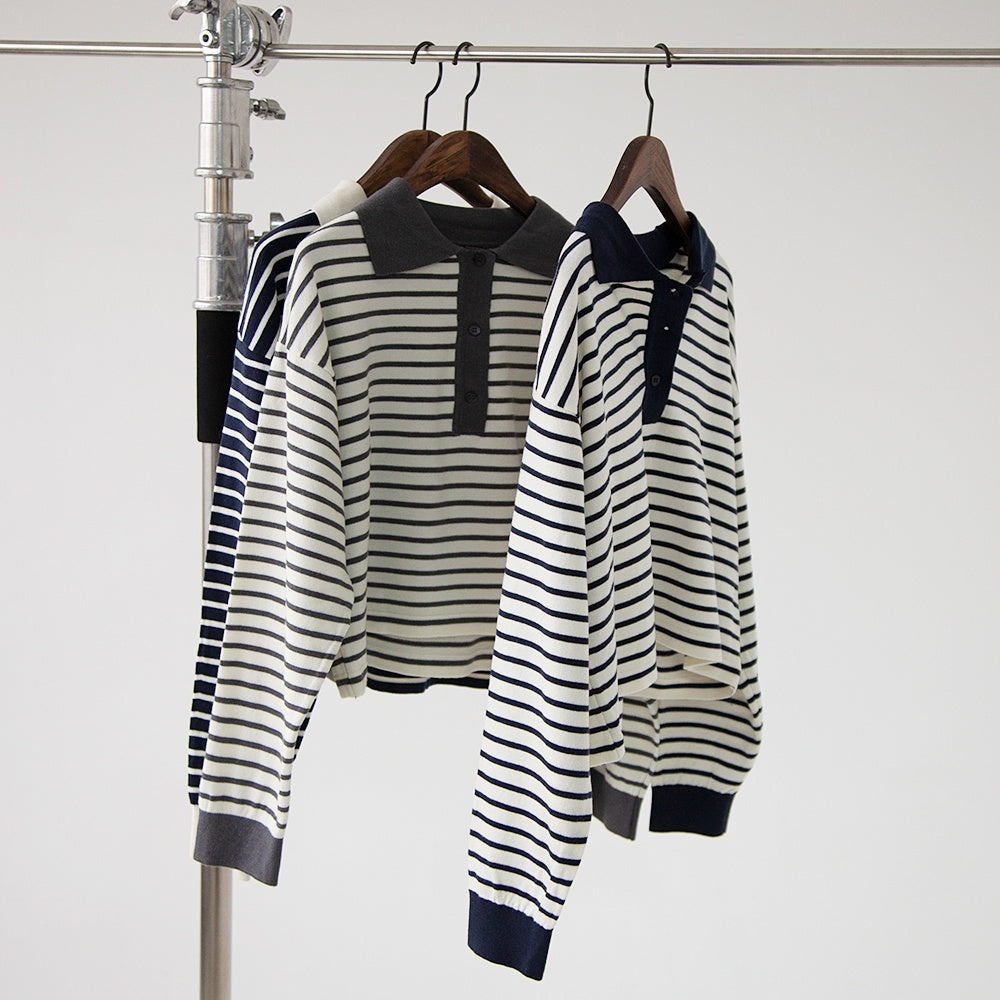 GORI Collared stripe knit