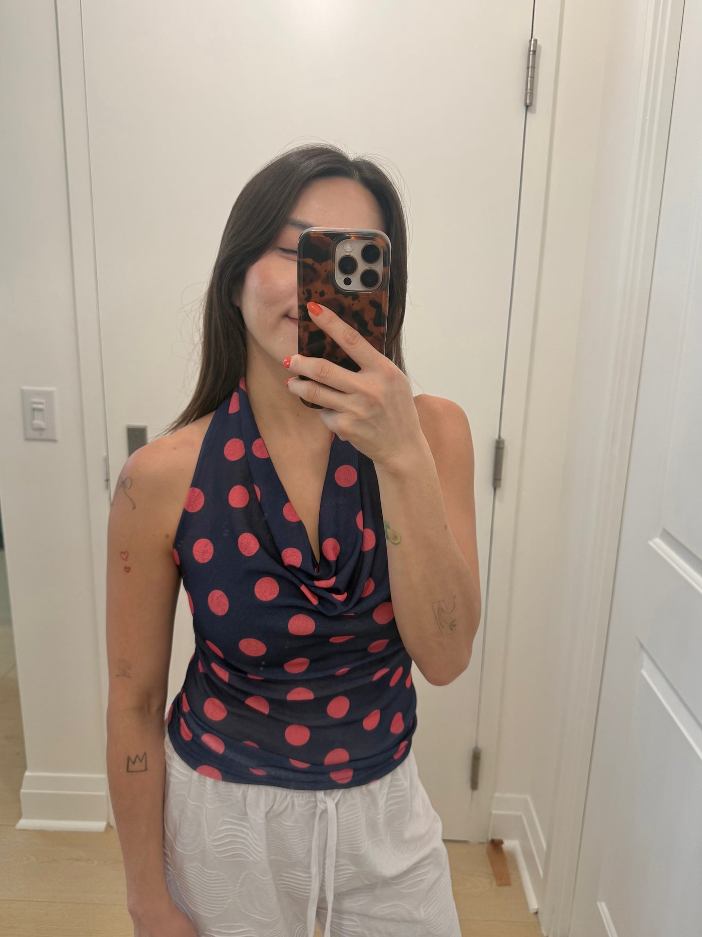 HOLLY Polkadot cowl halter top