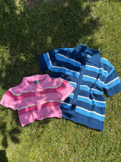 PIPPA Crochet candy-stripe polo