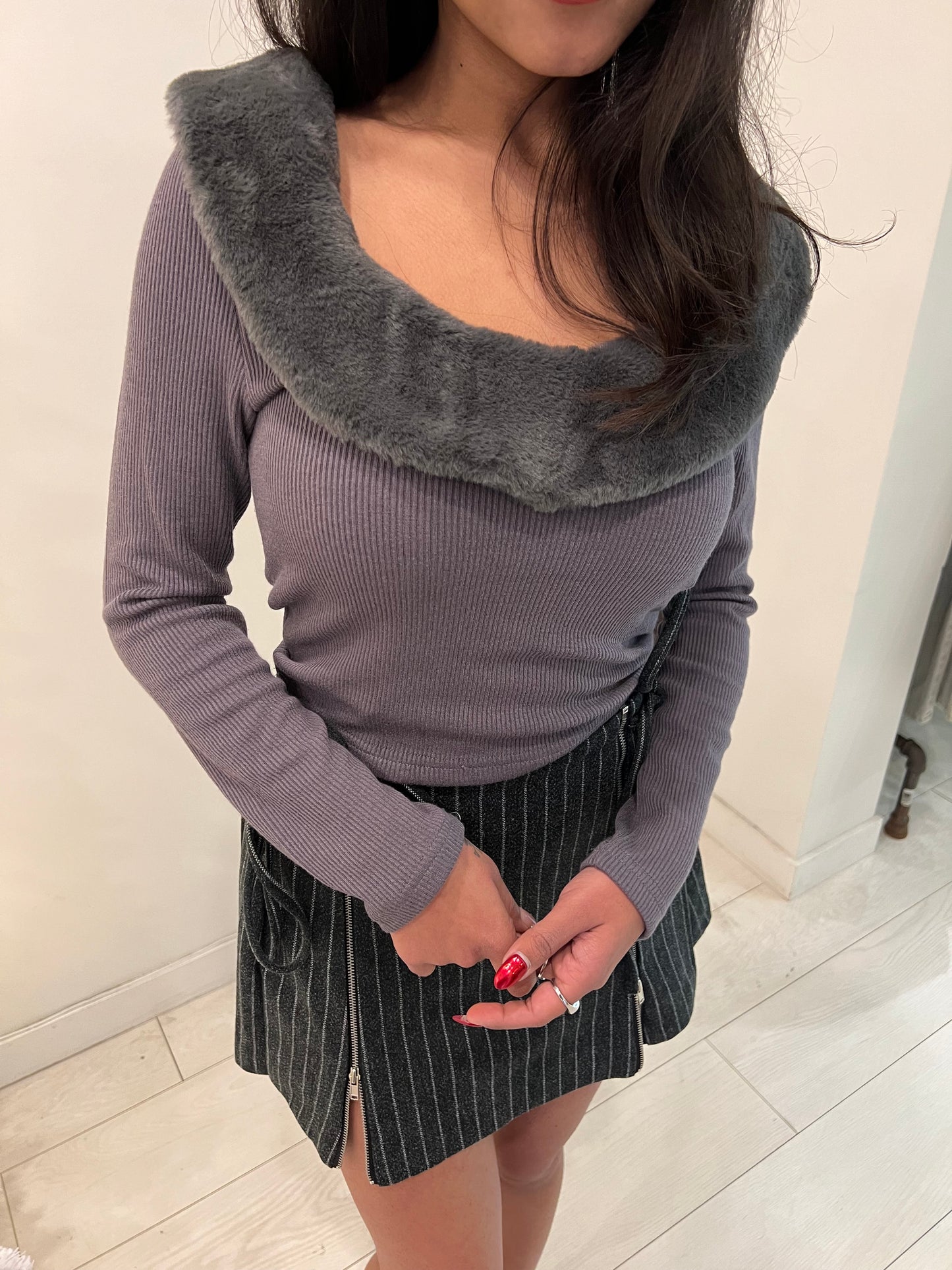 GIANNA Fur collar top