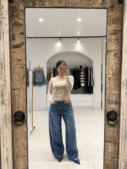 LIREN Floral mesh top