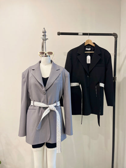 SLOANE Lace-belt boxy blazer