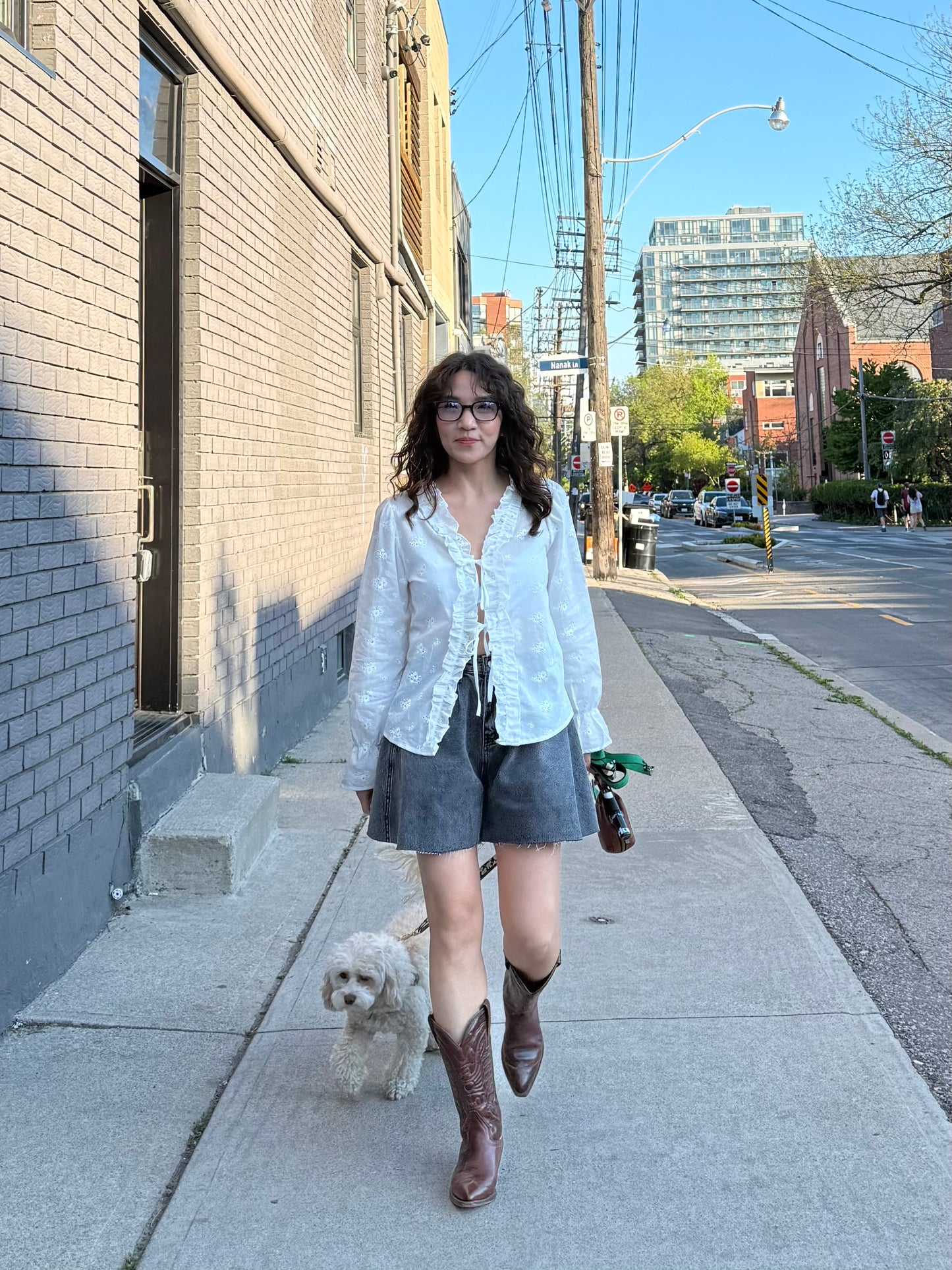 SKET  Flare denim shorts