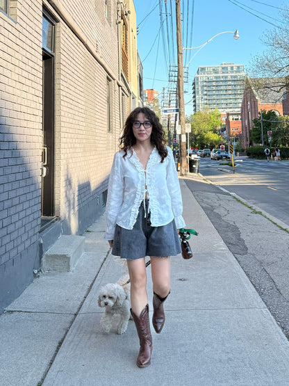 SKET  Flare denim shorts