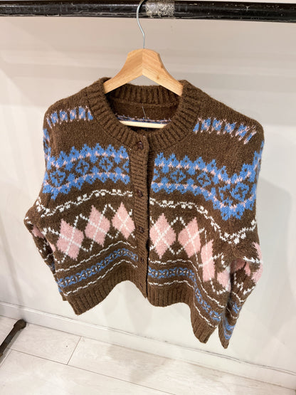 YAKO Argyle print cardigan