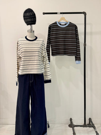 DOWN Striped long sleeve tee