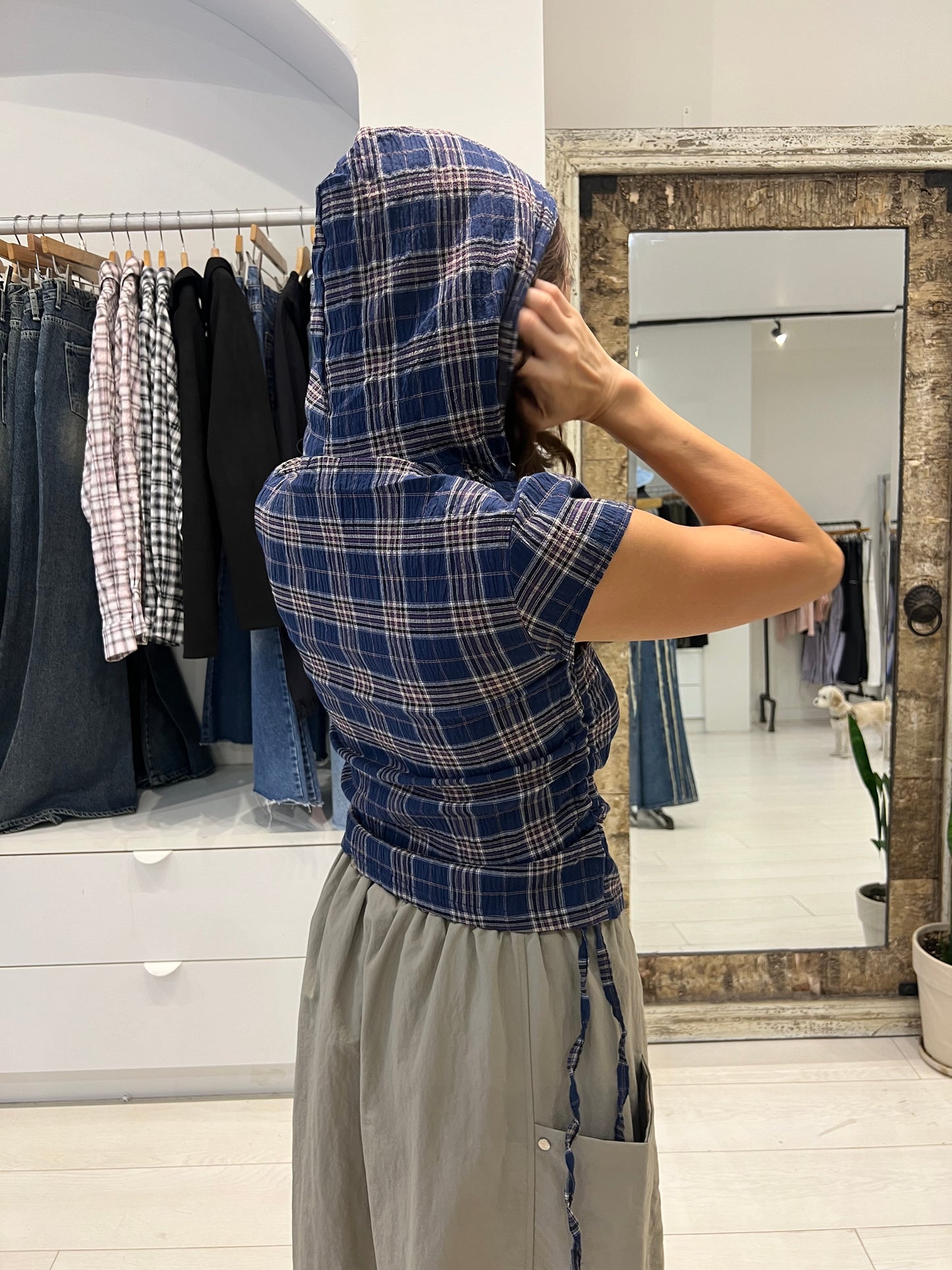 PERTY Plaid hoodie shirt