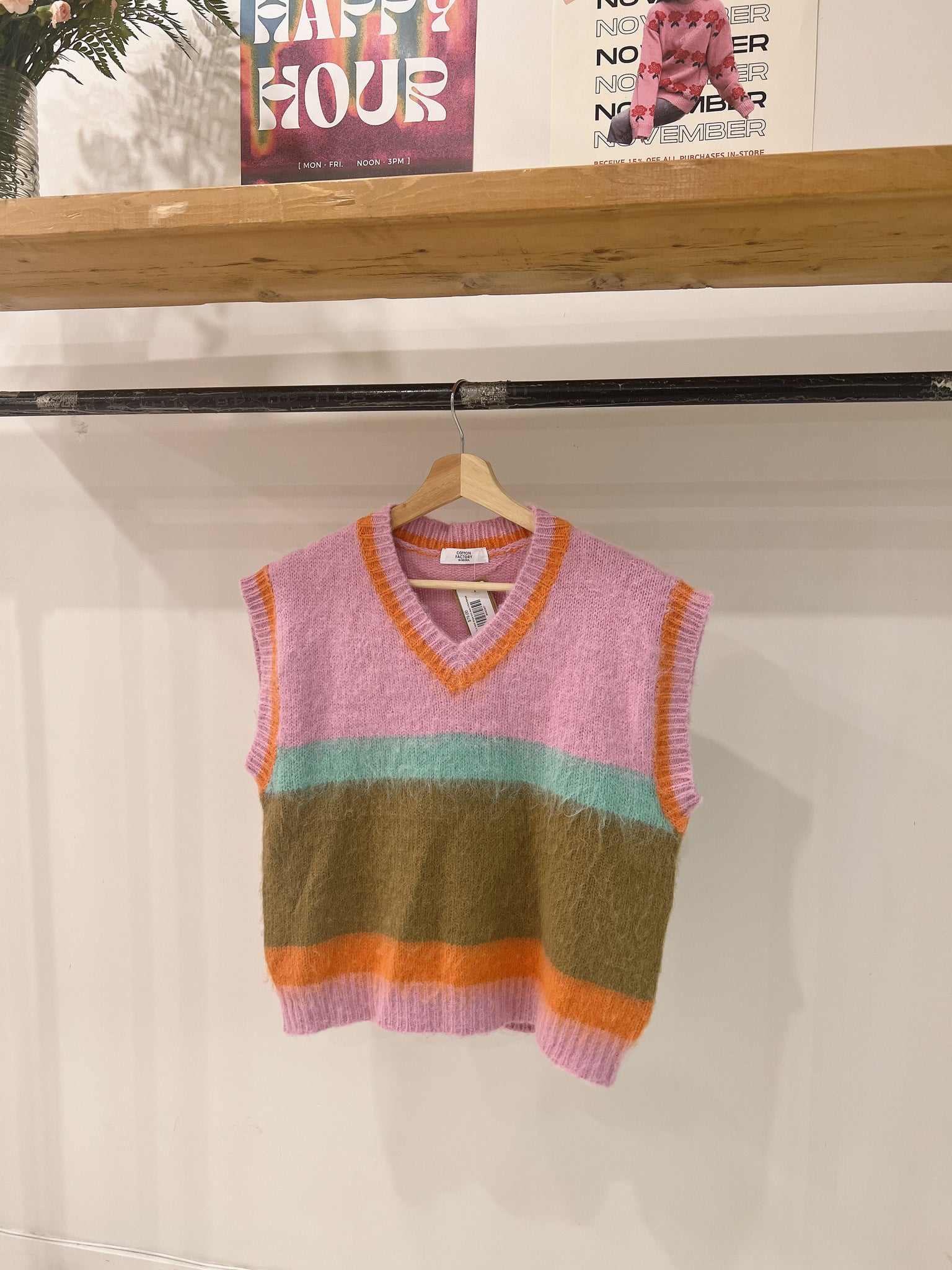 POLA Multi stripe knit vest