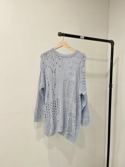 KIT Distressed open-knit pullover