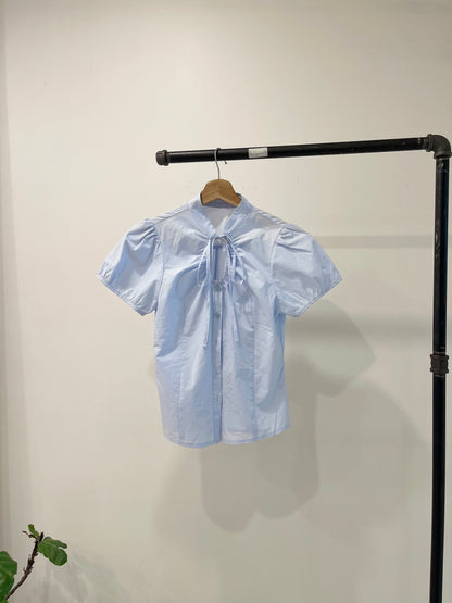 NOELLE Puff-sleeve tie-neck blouse