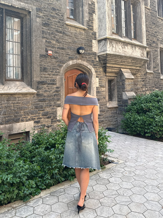 INES Off-shoulder tie-back top