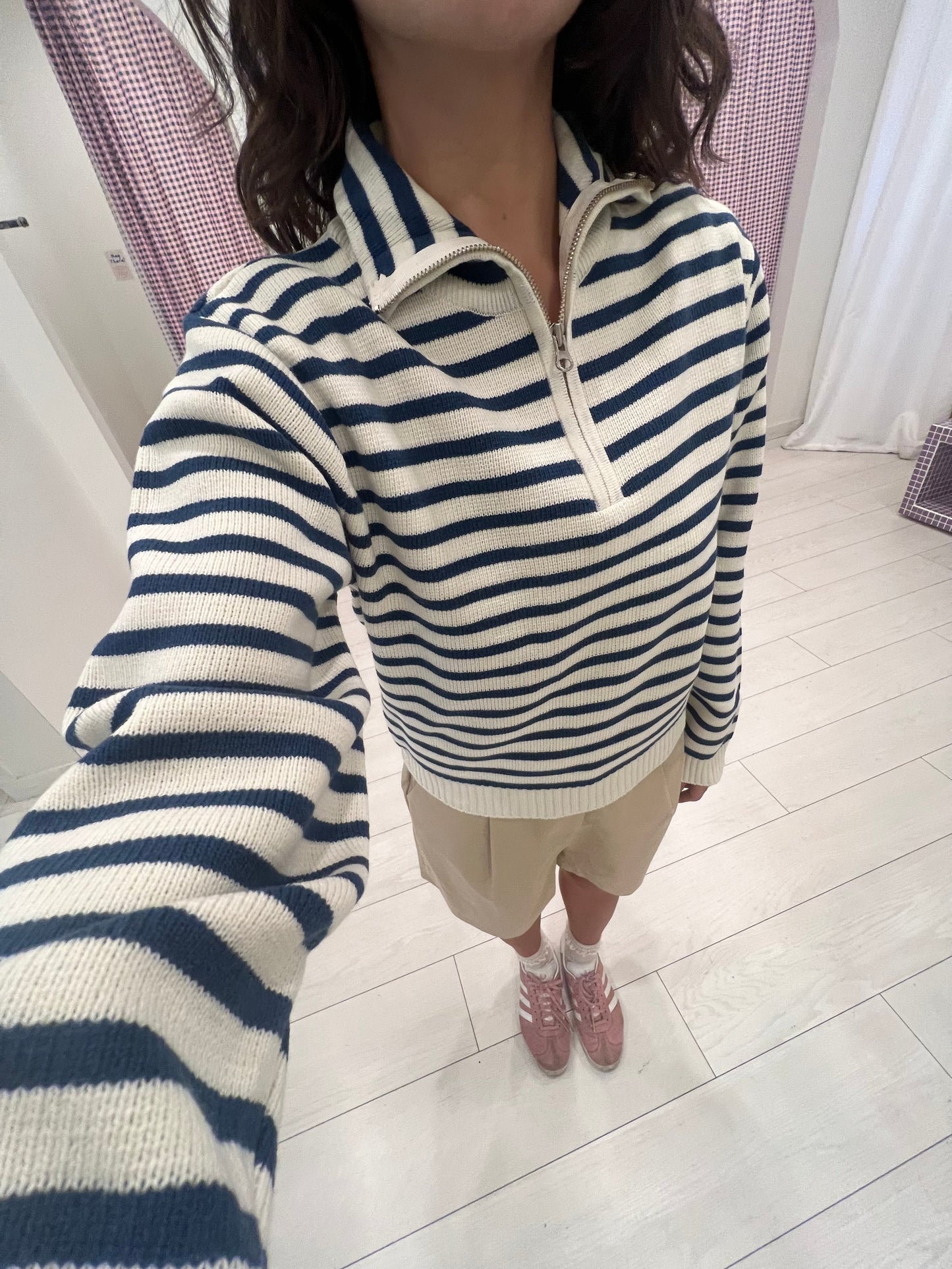 PETAN Stripe half-zip sweater