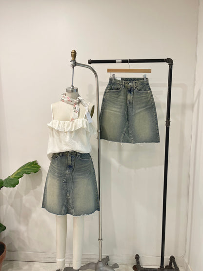 MANE Denim midi skirt