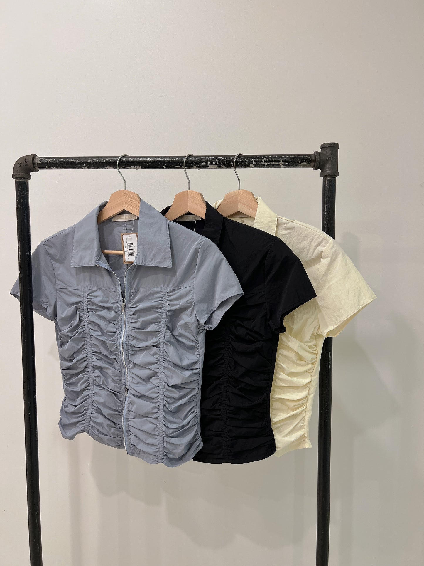 TOKYO Ruched zip-up shirt