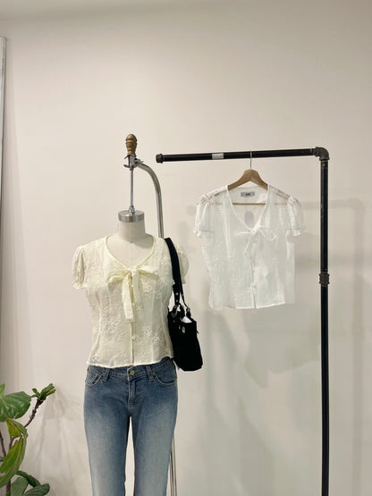 POSY Floral tie blouse
