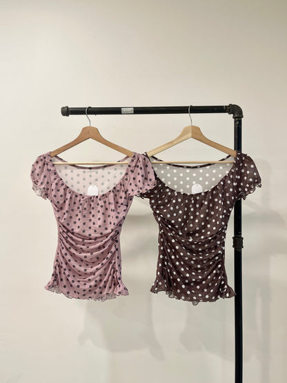 PIPER Polkadot square-neck top