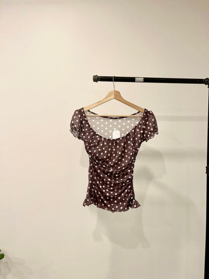 PIPER Polkadot square-neck top