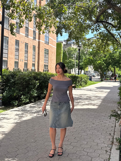 INES Off-shoulder tie-back top